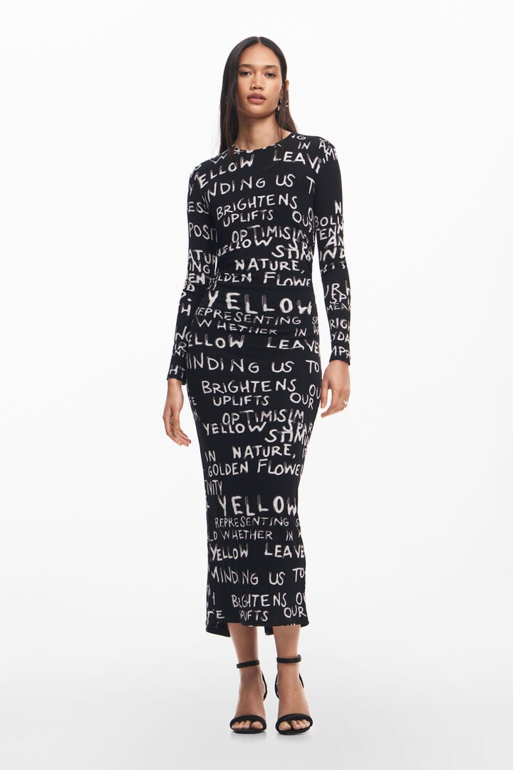 Vestido midi frases | Desigual