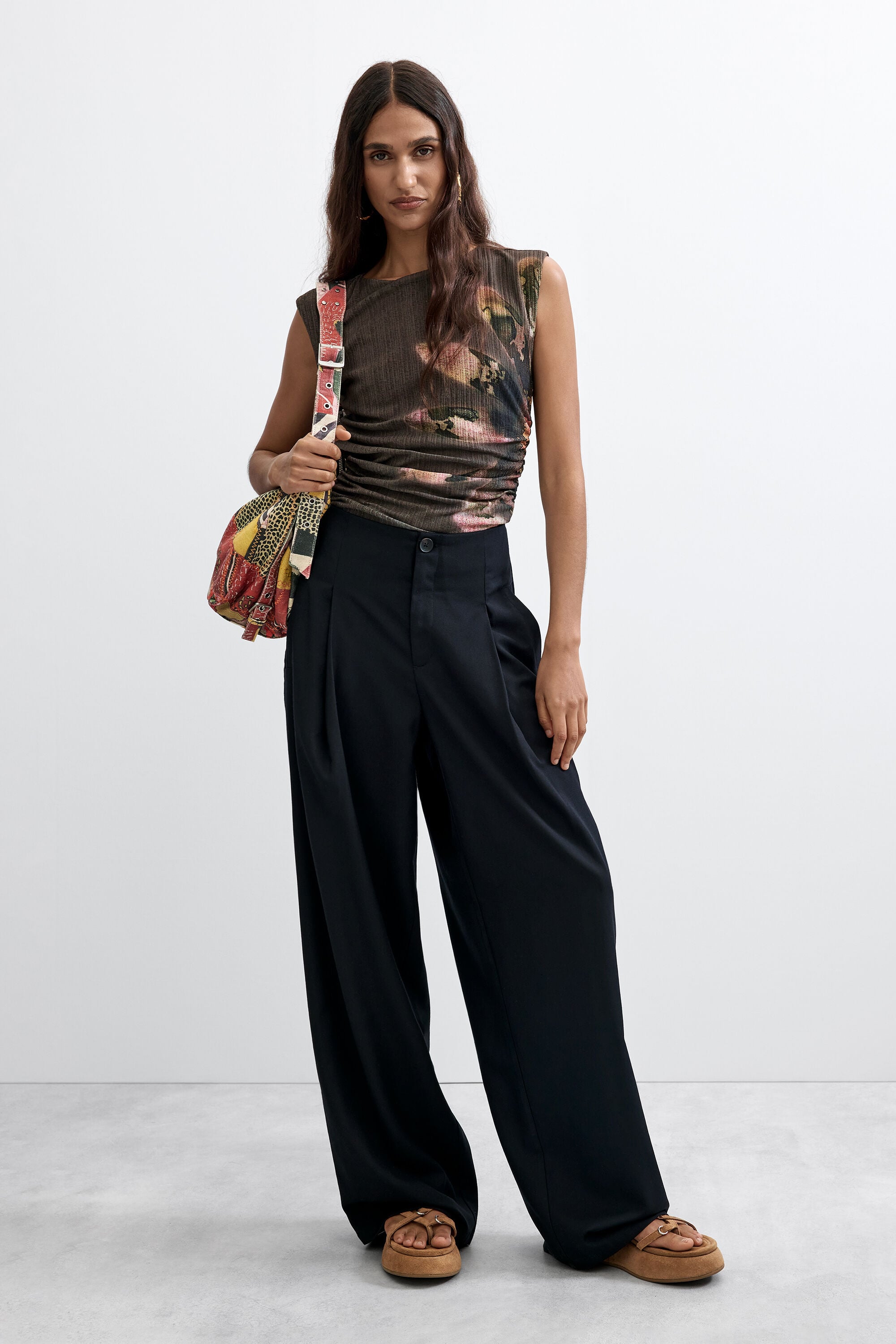 Desigual, Pantalón Largo Pinzas, Negro