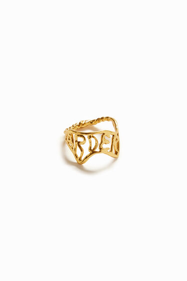 Anillo mensaje baño oro Zalio | Desigual