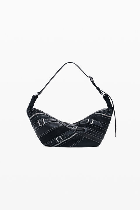 SMALL FAUX LEATHER BAG WITH BUCKLES