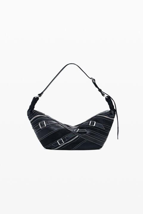SMALL FAUX LEATHER BAG WITH BUCKLES