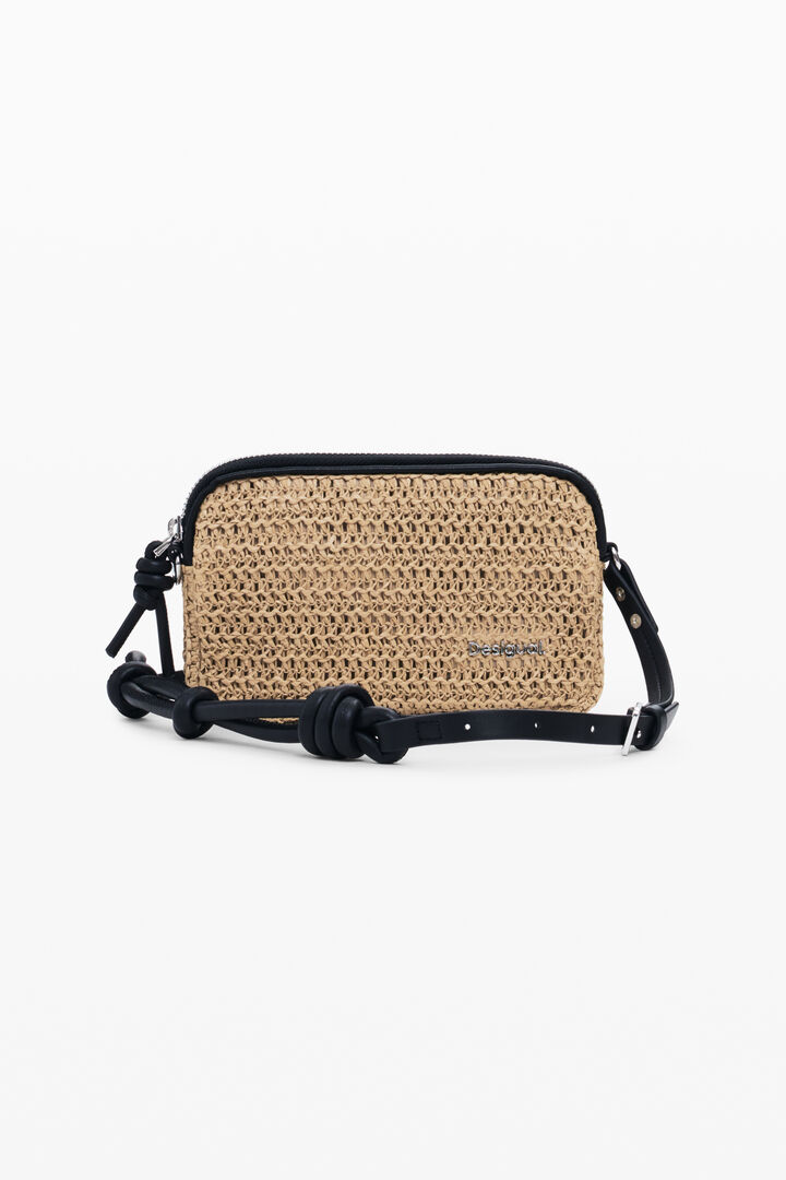 Small raffia logo wallet