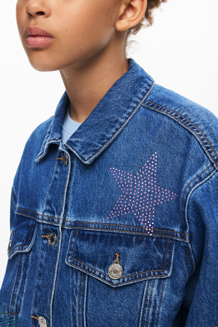 Denim jacket with strass | Desigual