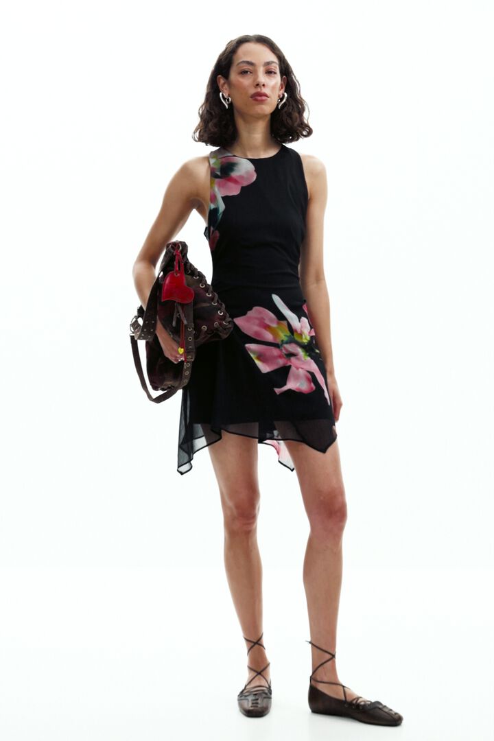 Asymmetric floral dress | Desigual