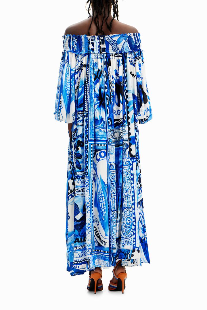Stella Jean long arty postcard dress | Desigual