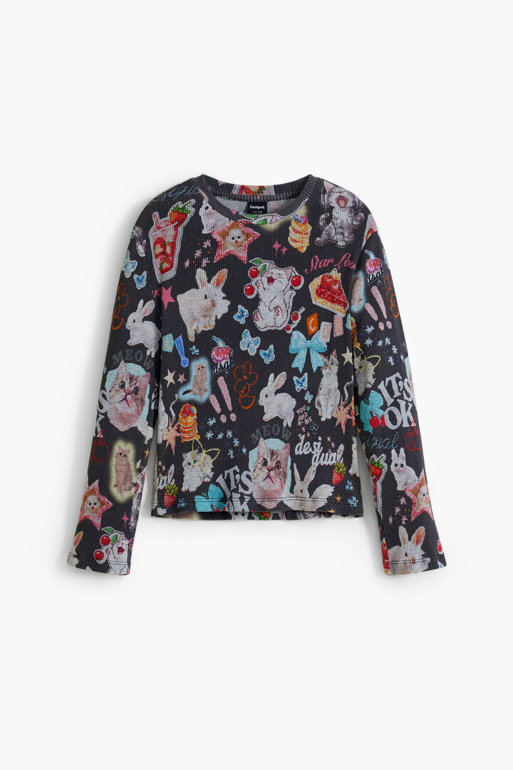 Camiseta manga larga gatos | Desigual