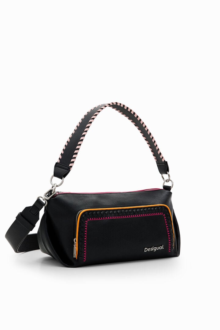 M embroidered shoulder bag