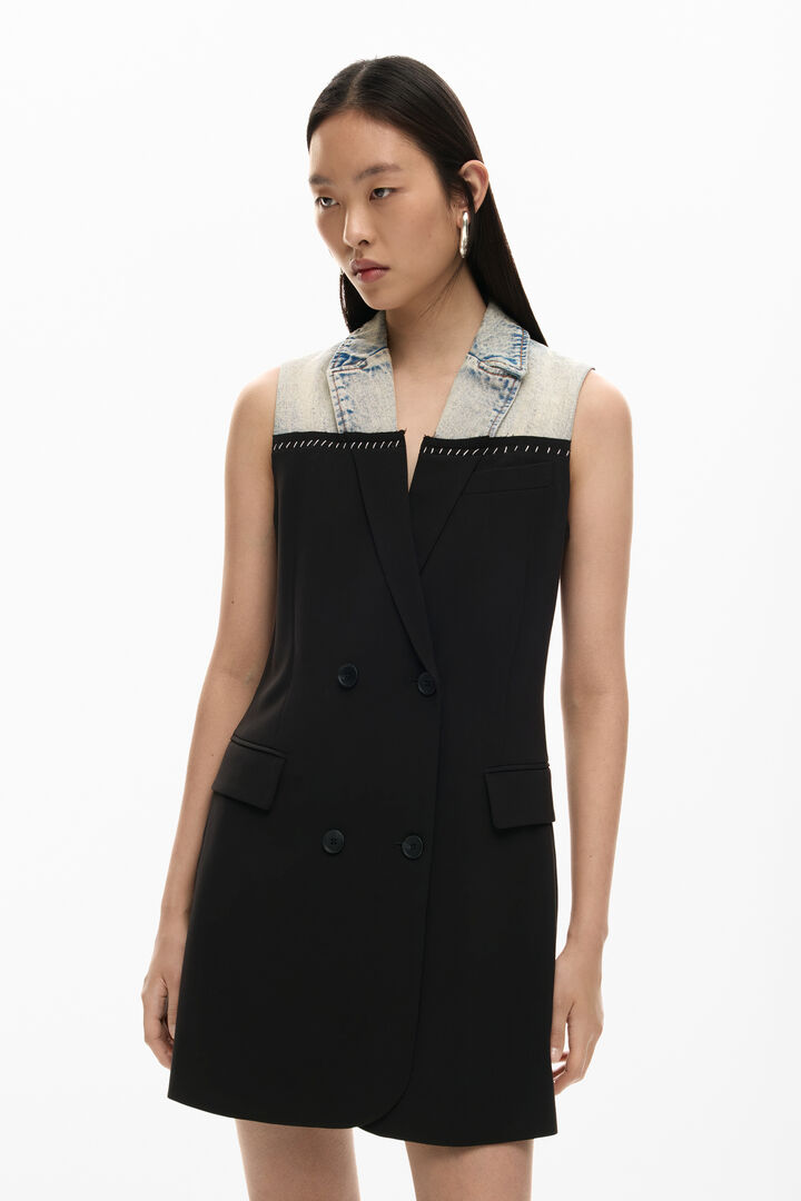 Vestido cruzado bimaterial | Desigual