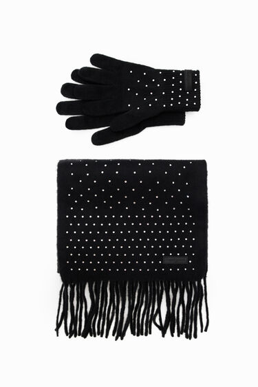 Rhinestone gloves and scarf gift box | Desigual