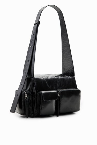 Midsize pockets leather bag | Desigual