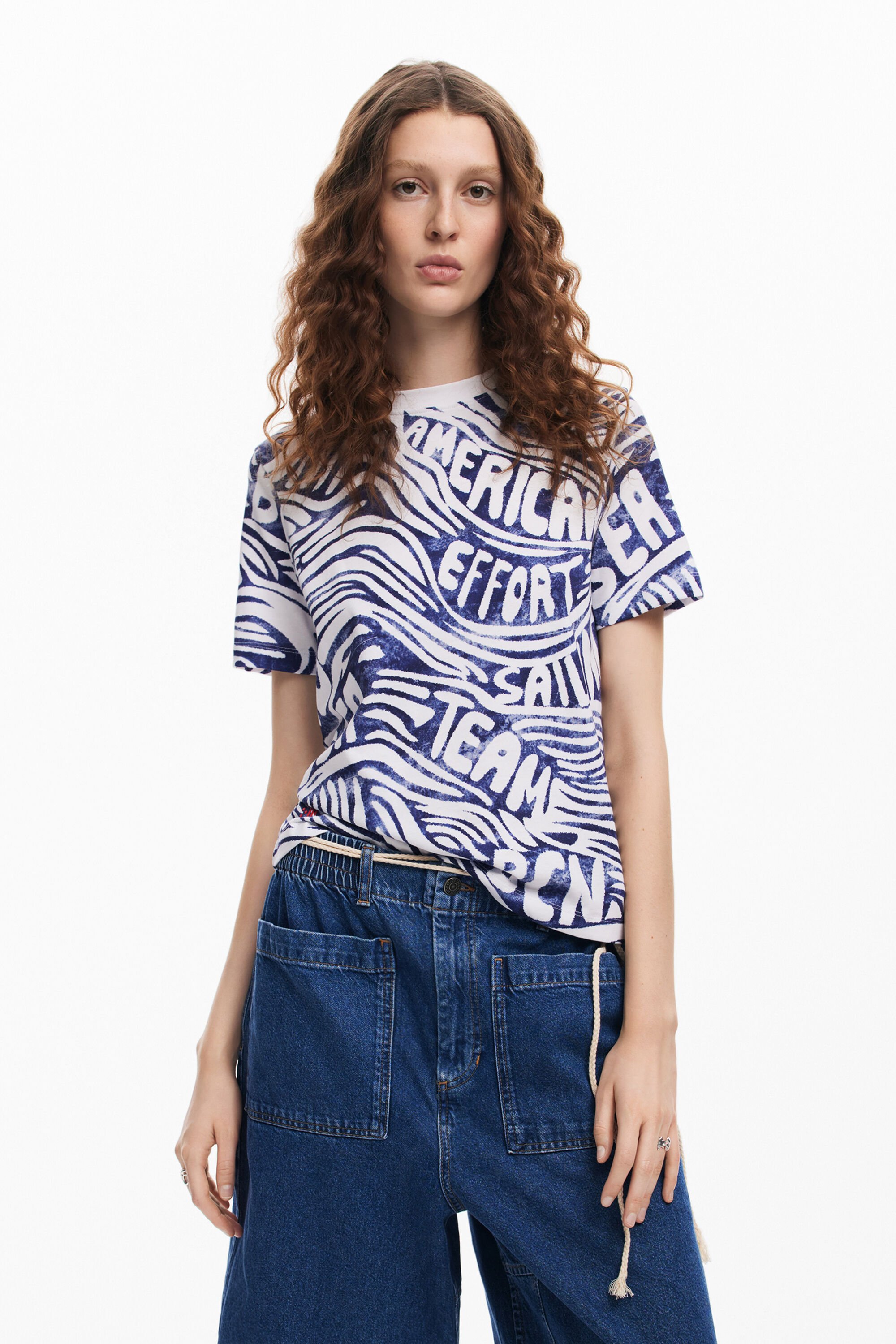 desigual Blauw American Magic T-shirt