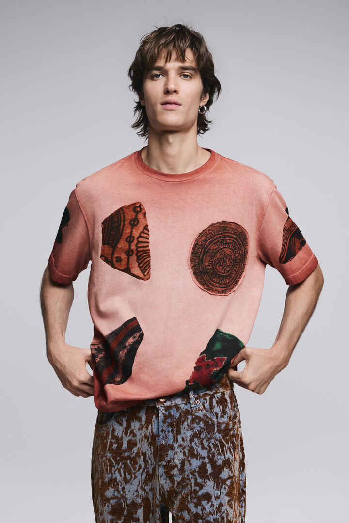 Short-sleeve patchwork T-shirt