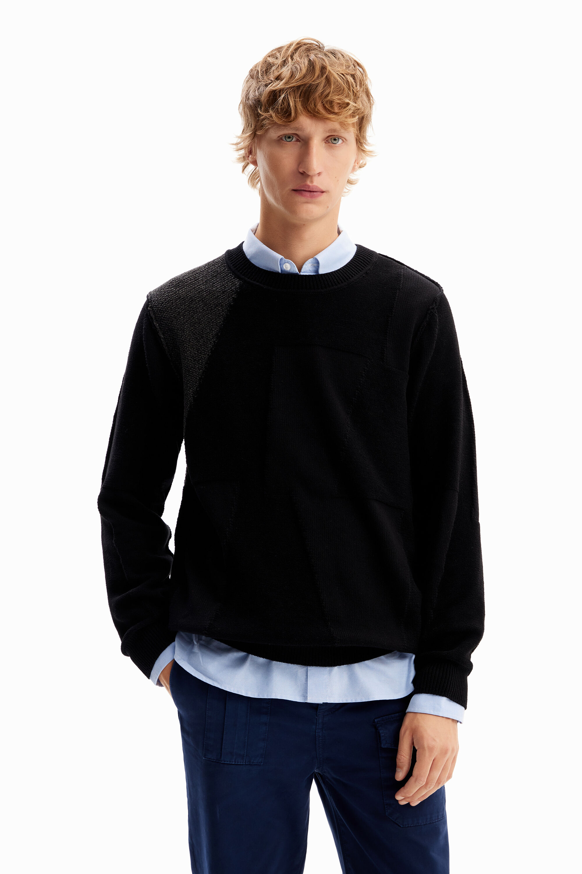 Pull hot sale patchwork homme
