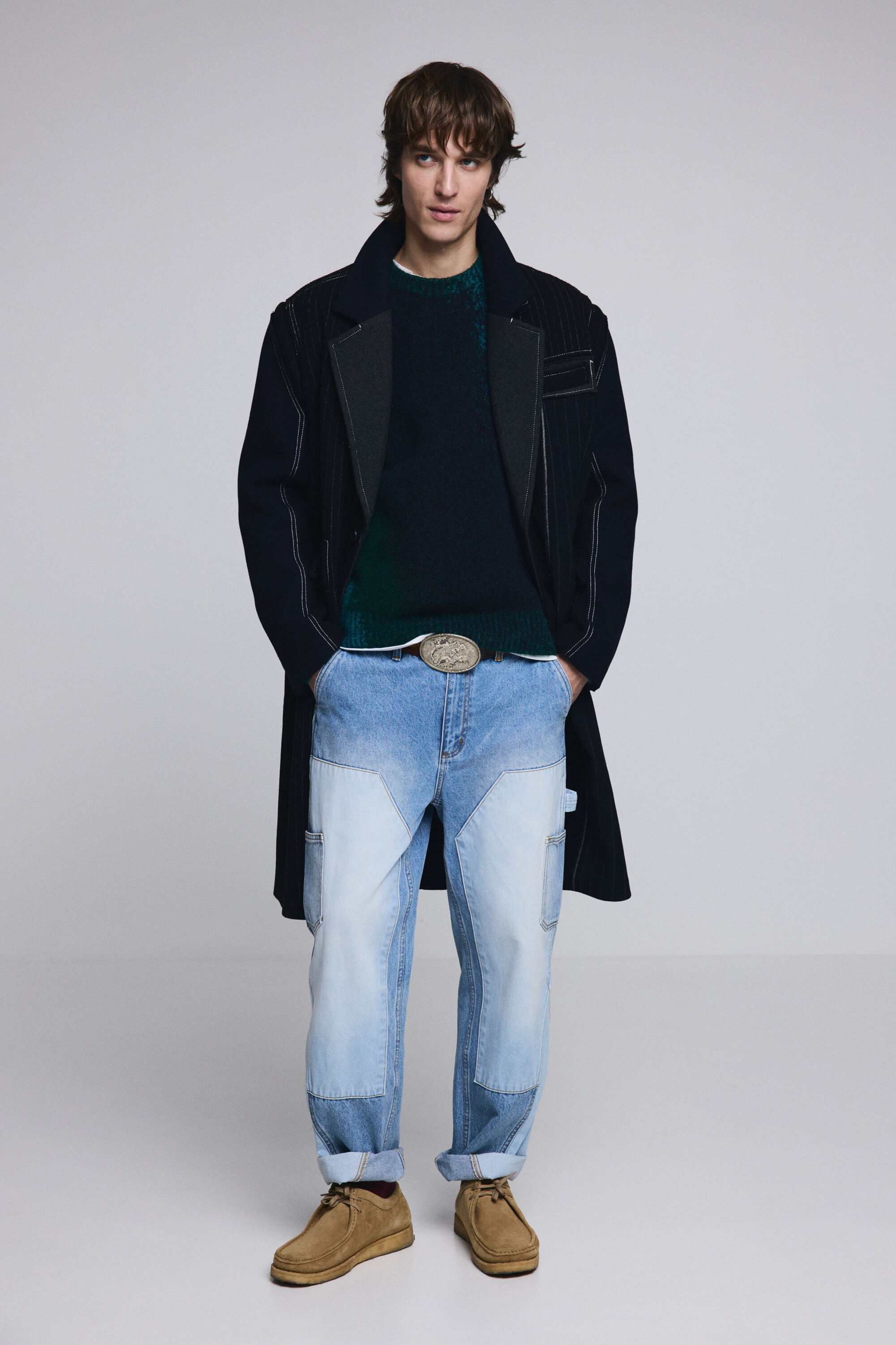 Lange gestreepte jas