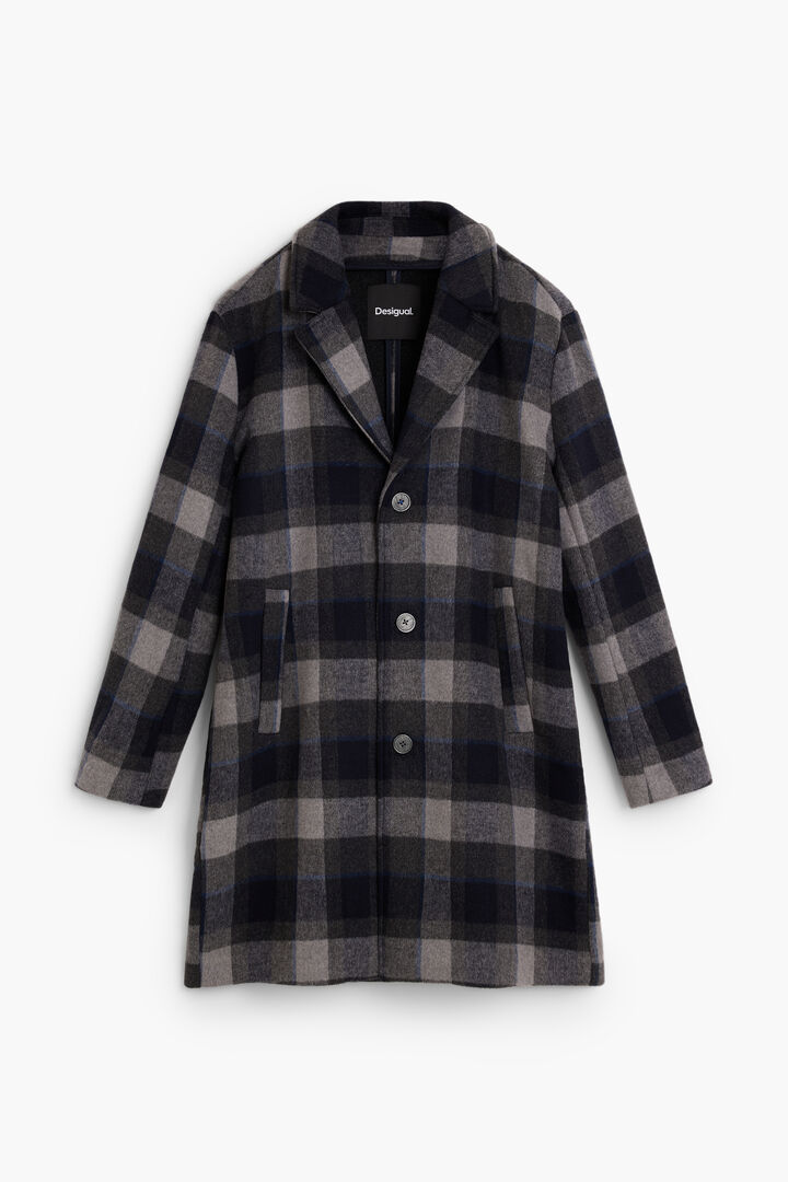 checked wool coat