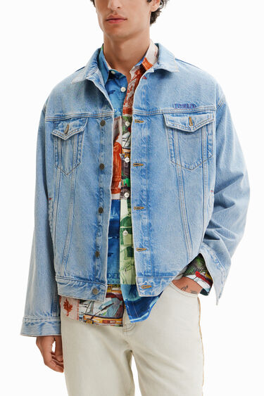Denim truckerjack met borduursels | Desigual