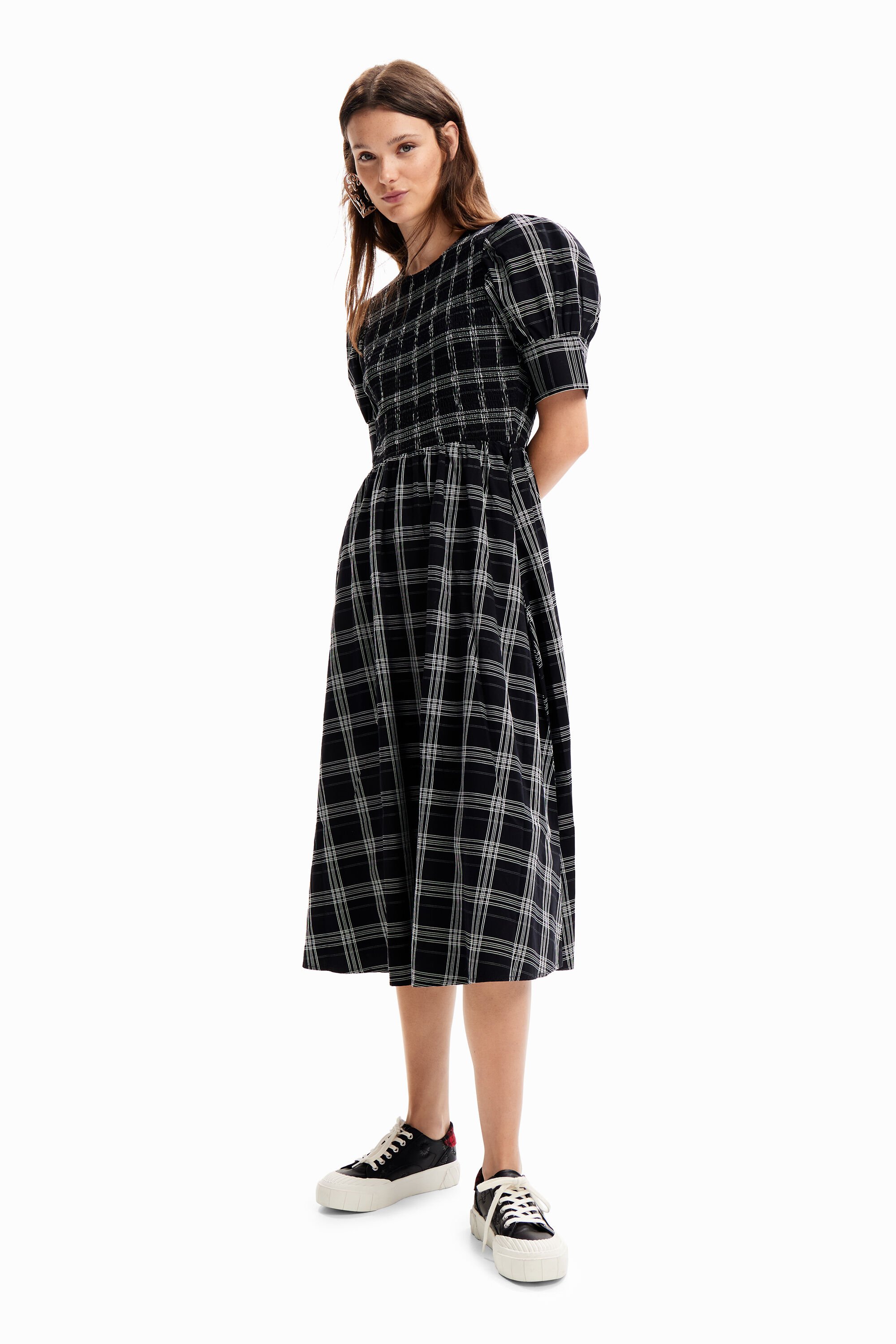 Check midi dress - BLACK - XS