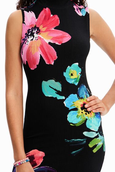 Floral ribbed midi dress | Desigual