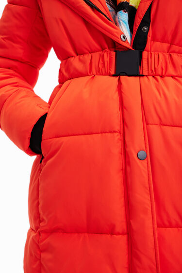 Long padded coat with belt | Desigual