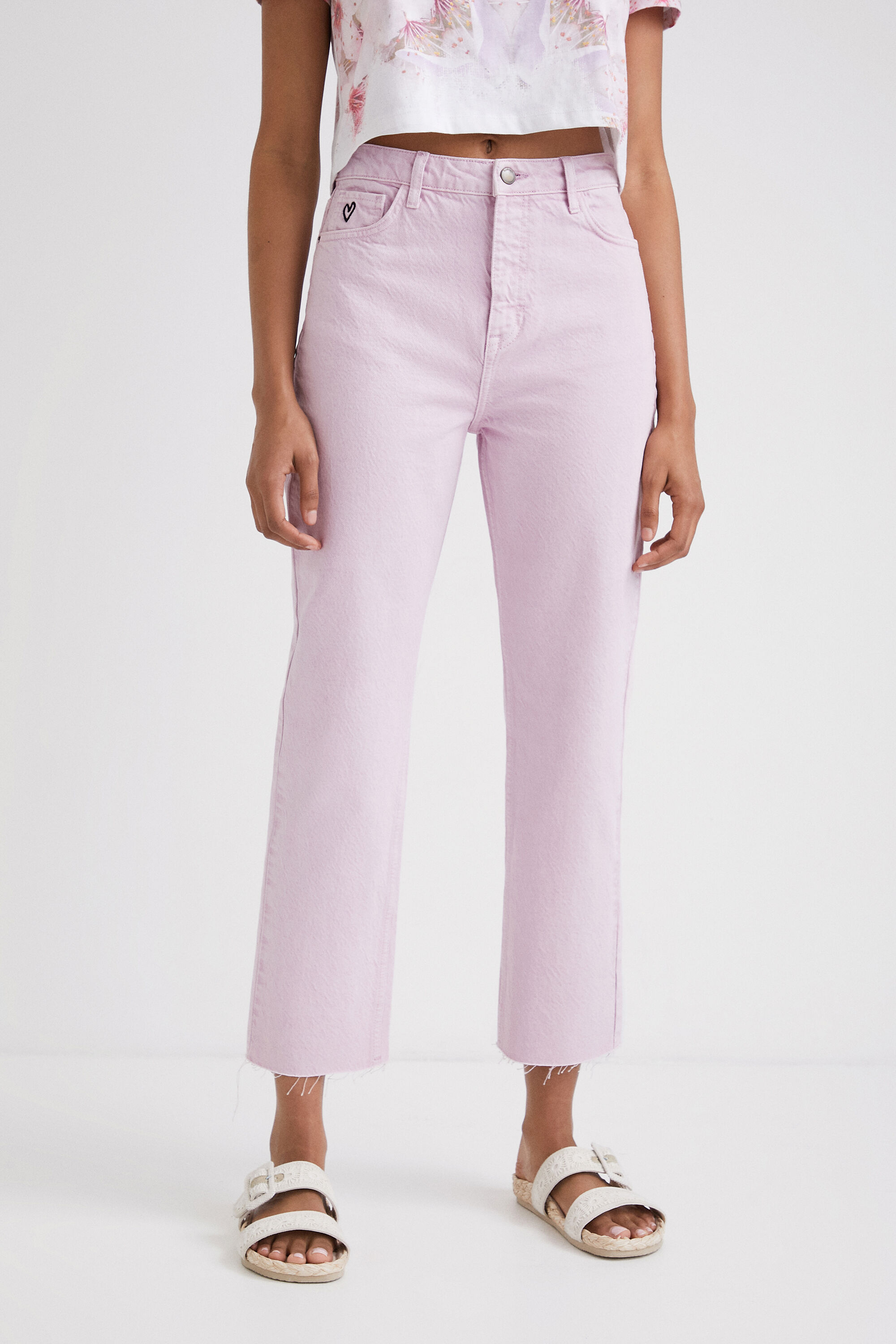 Straight cropped jeans | Desigual.com