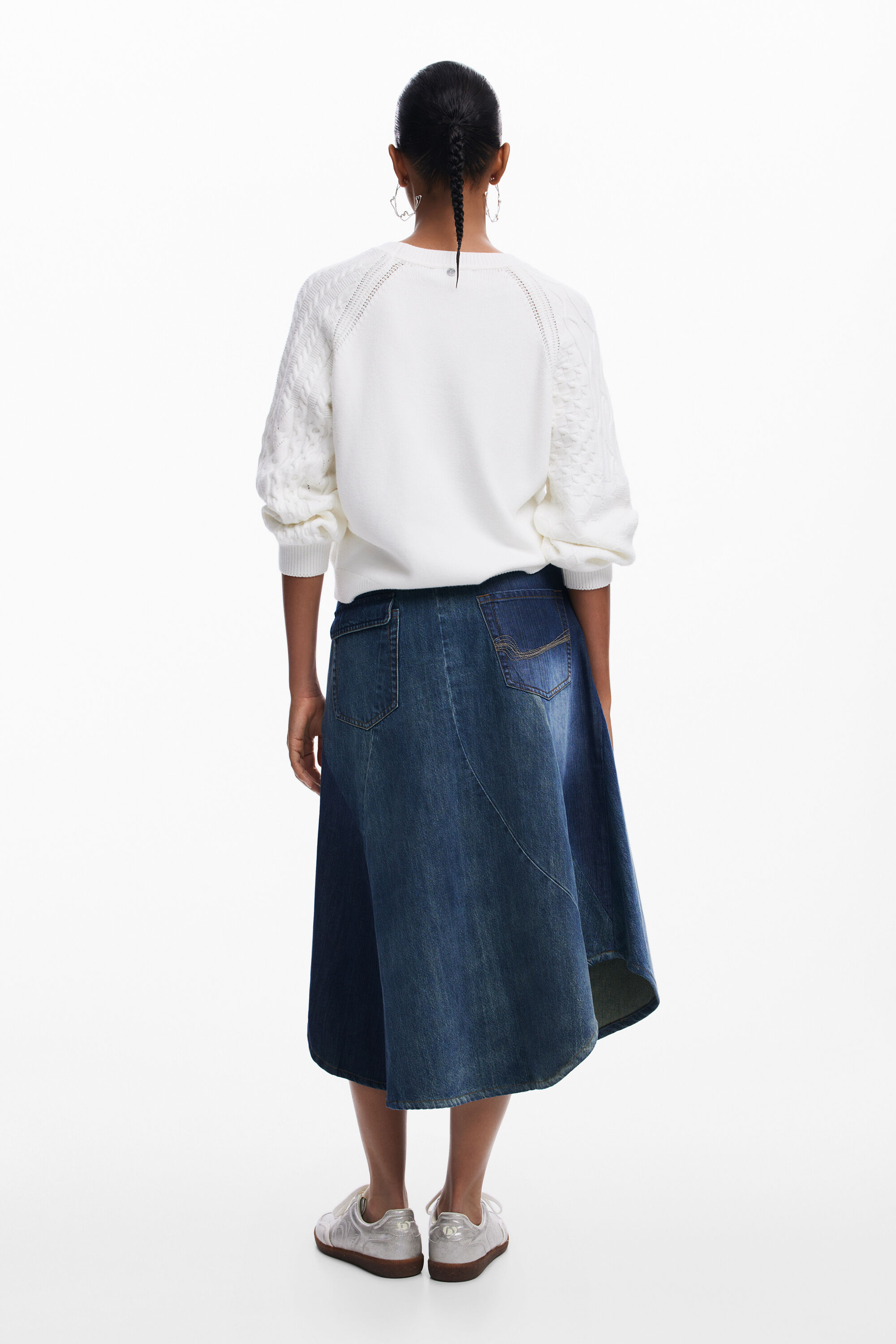 Desigual Patchwork Denim Skirt In Blue