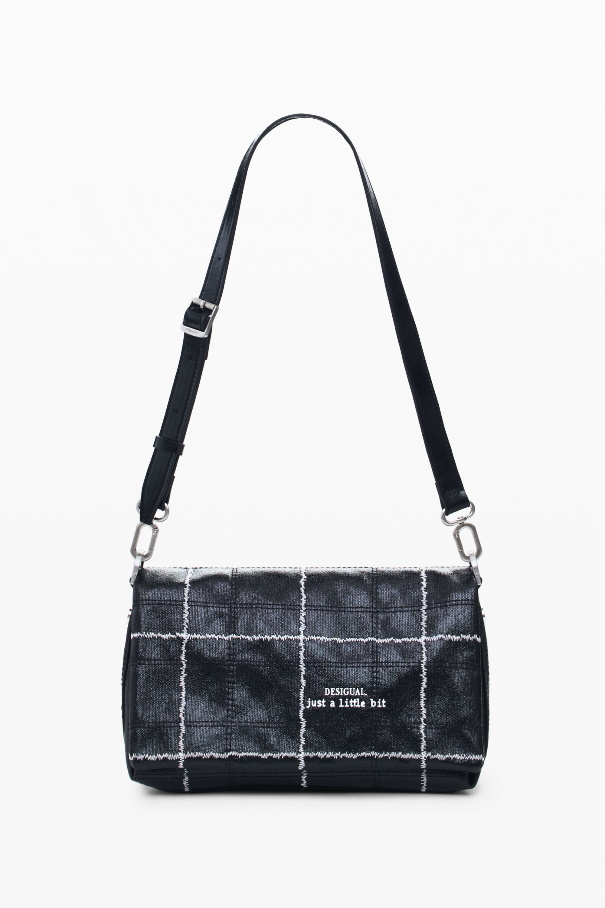 Desigual Middelgrote glanzende schoudertas - BLACK