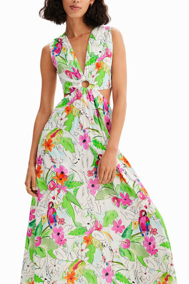 Long cut-out dress | Desigual