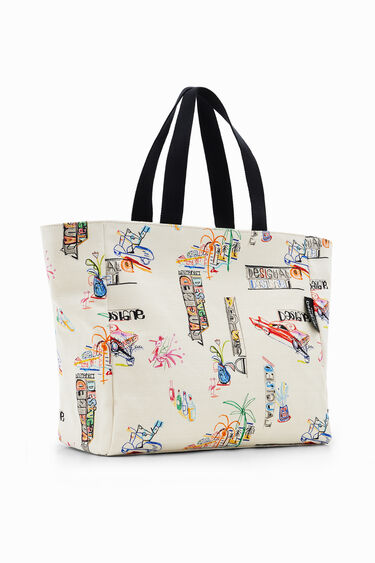 Bolso shopper grande ilustraciones | Desigual