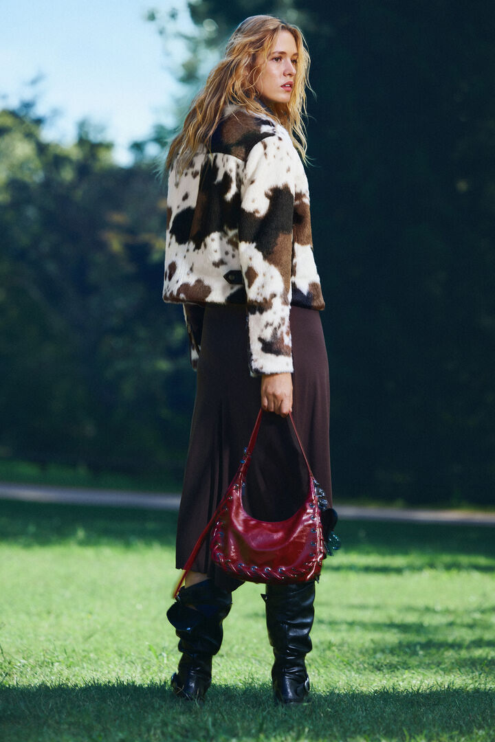 Animal print faux fur jacket