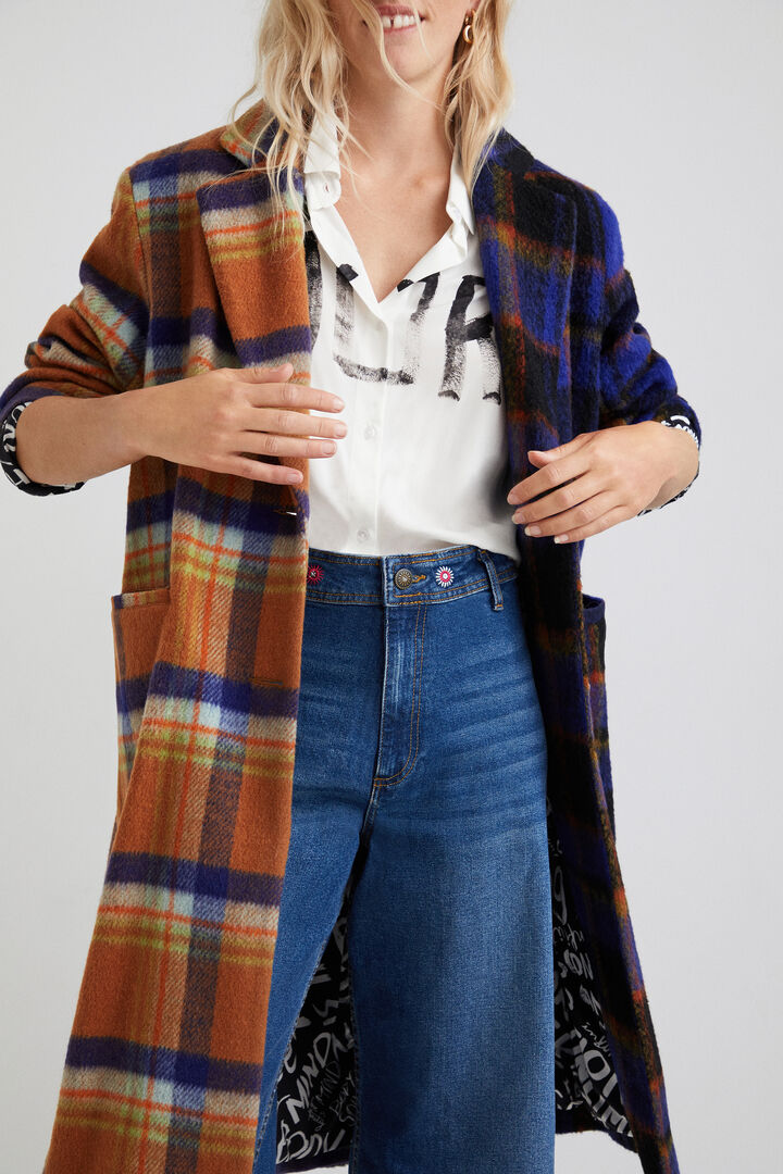 Abrigo largo loose tartán | Desigual