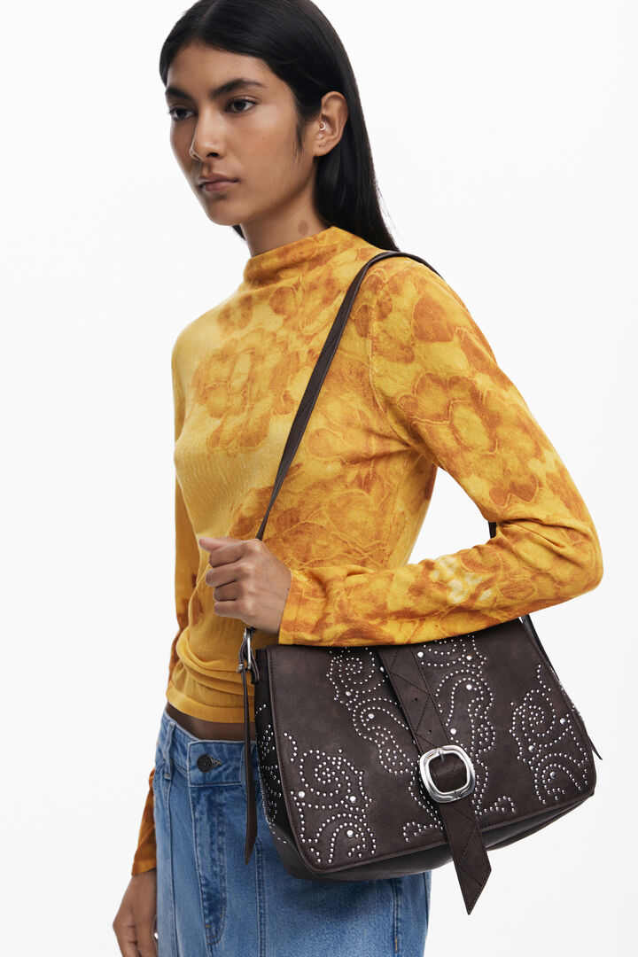 Medium faux leather buckle bag | Desigual