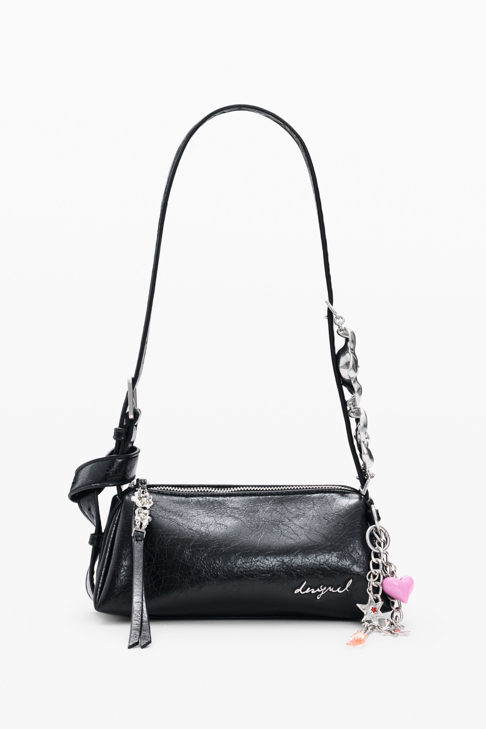 Desigual Mujer Negro Bolso Pequeño Charms, Poliuretano, U