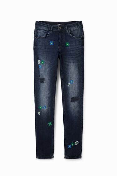 Embroidered push-up skinny jeans | Desigual