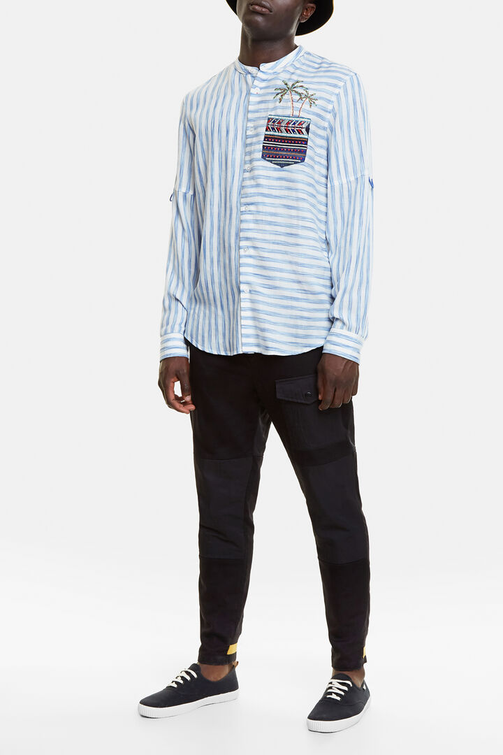 Camisa eco a rayas con escudo y palmera | Desigual