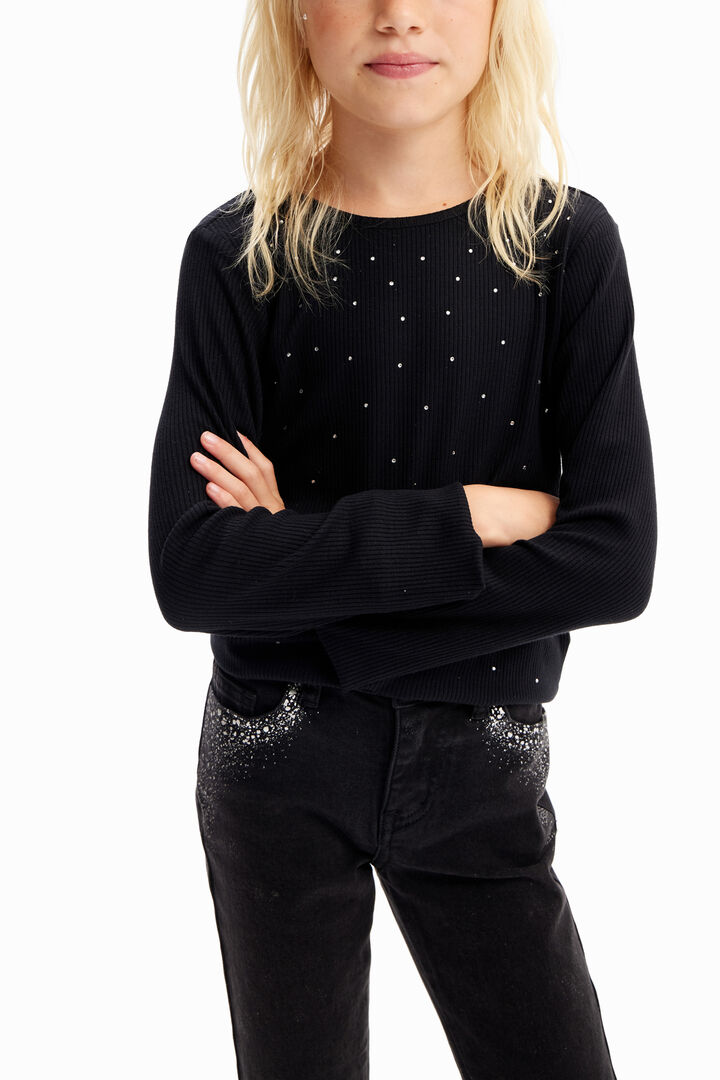 Camiseta canalé strass | Desigual