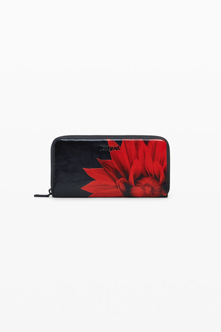 Large floral leather-effect wallet