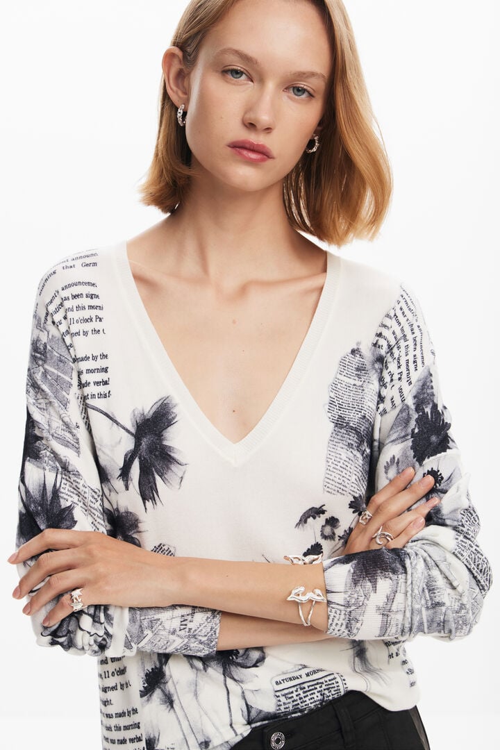 Newspaper print sweater | Desigual