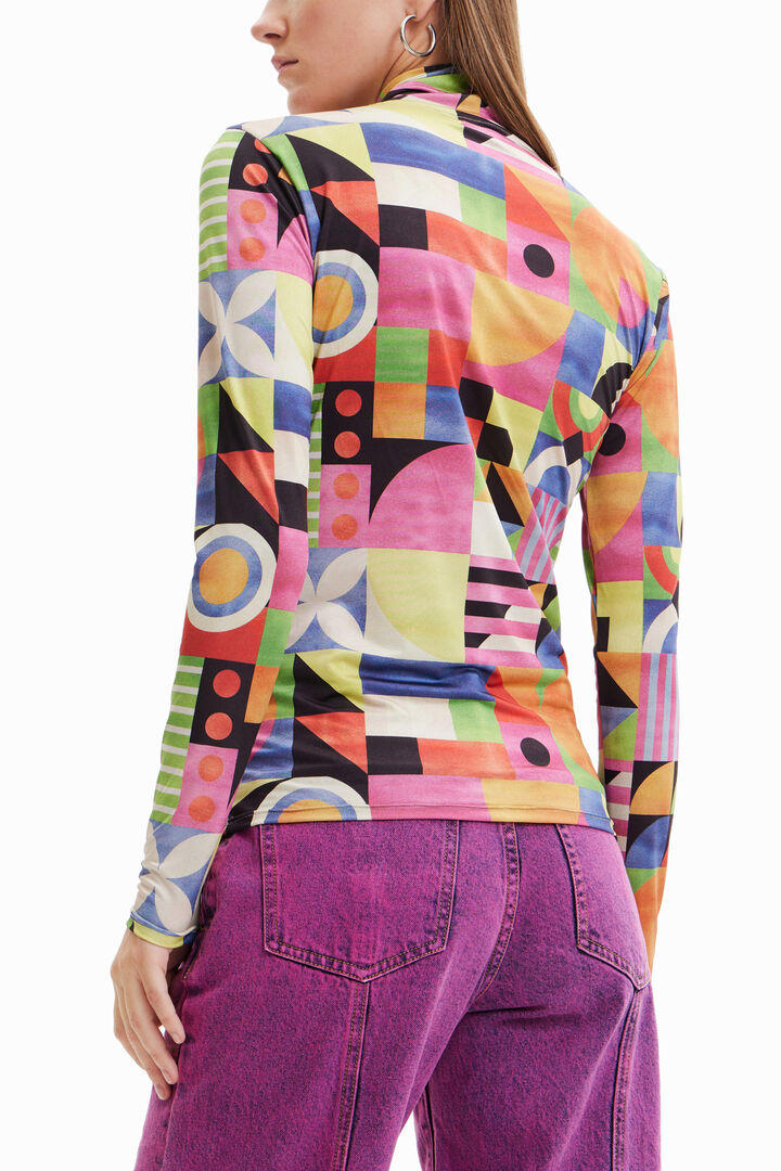 Camiseta geométrica cuello alto | Desigual