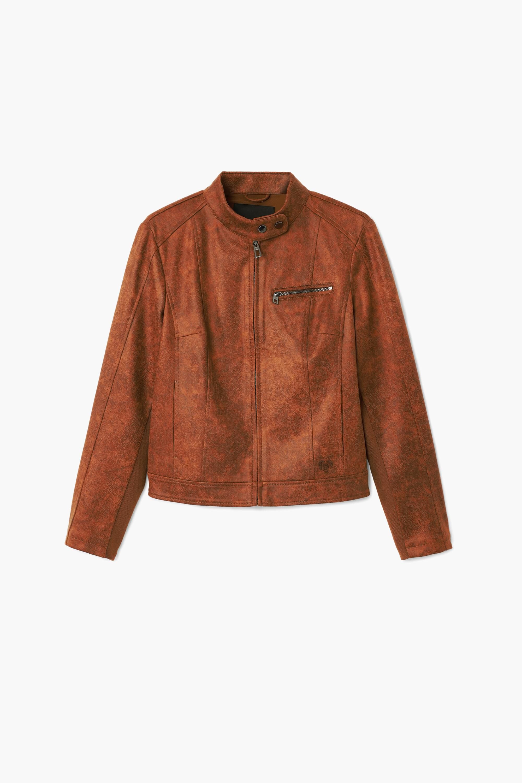 Desigual, Reguläre Bikerjacke., Polyester, Braun, M