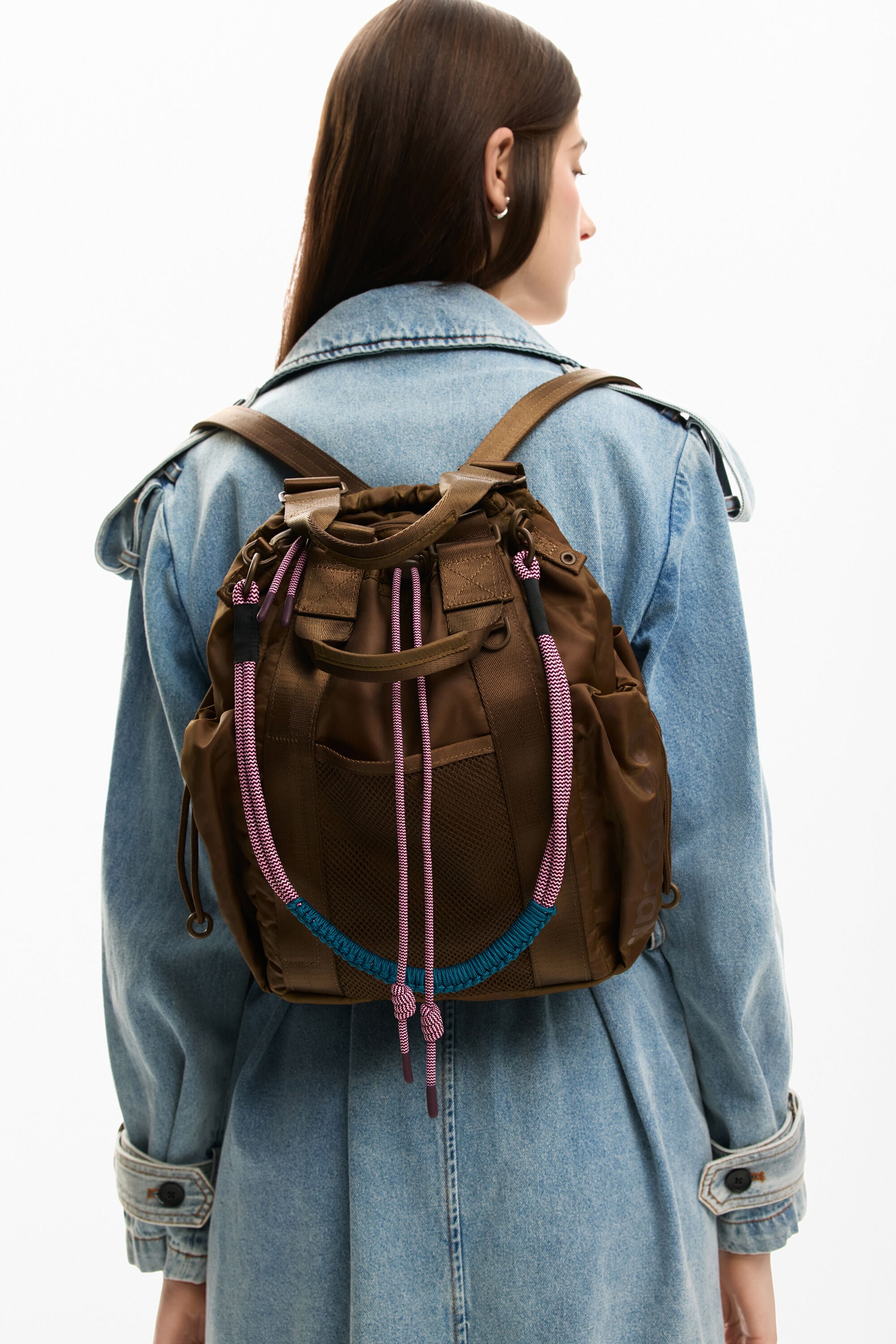Medium multiposition backpack brown women's accessories I Desigual.com