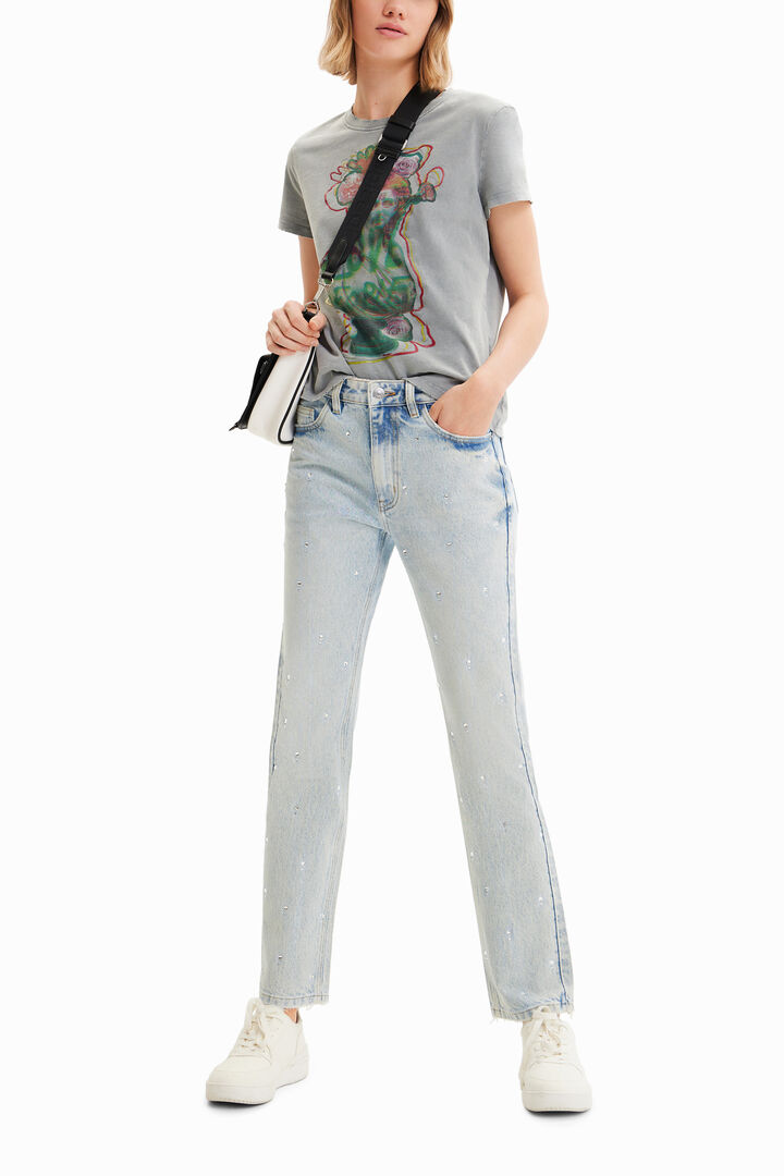 Rhinestone straight jeans | Desigual