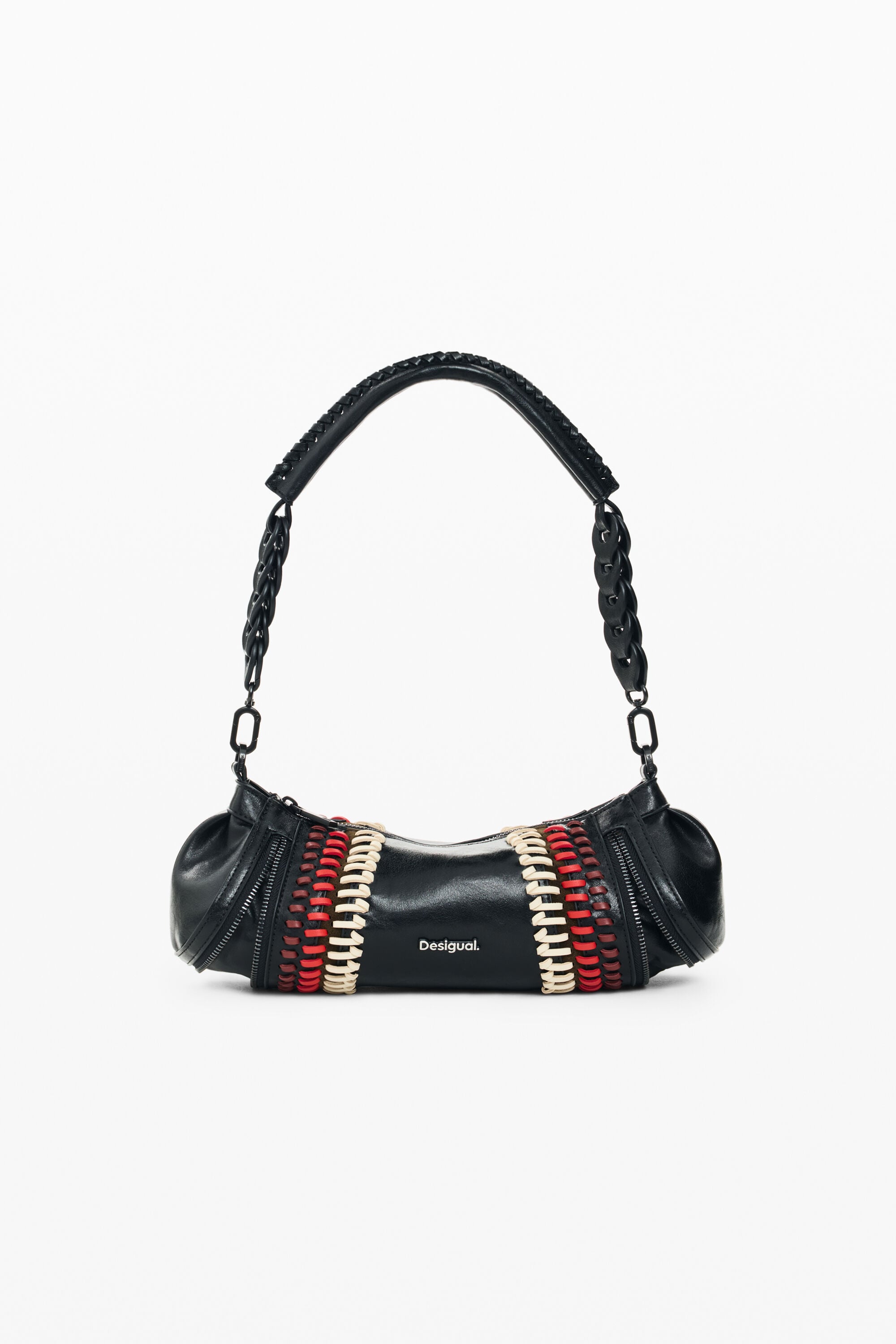 Desigual, średnia pikowana torebka, Kobieta, Poliuretan, Czarny, U