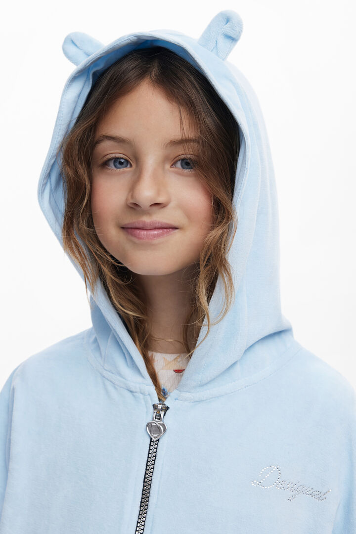 Hoodie with ears and strass logo | Desigual