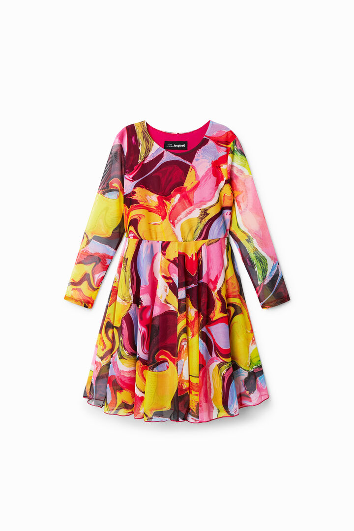 Digital print tulle dress