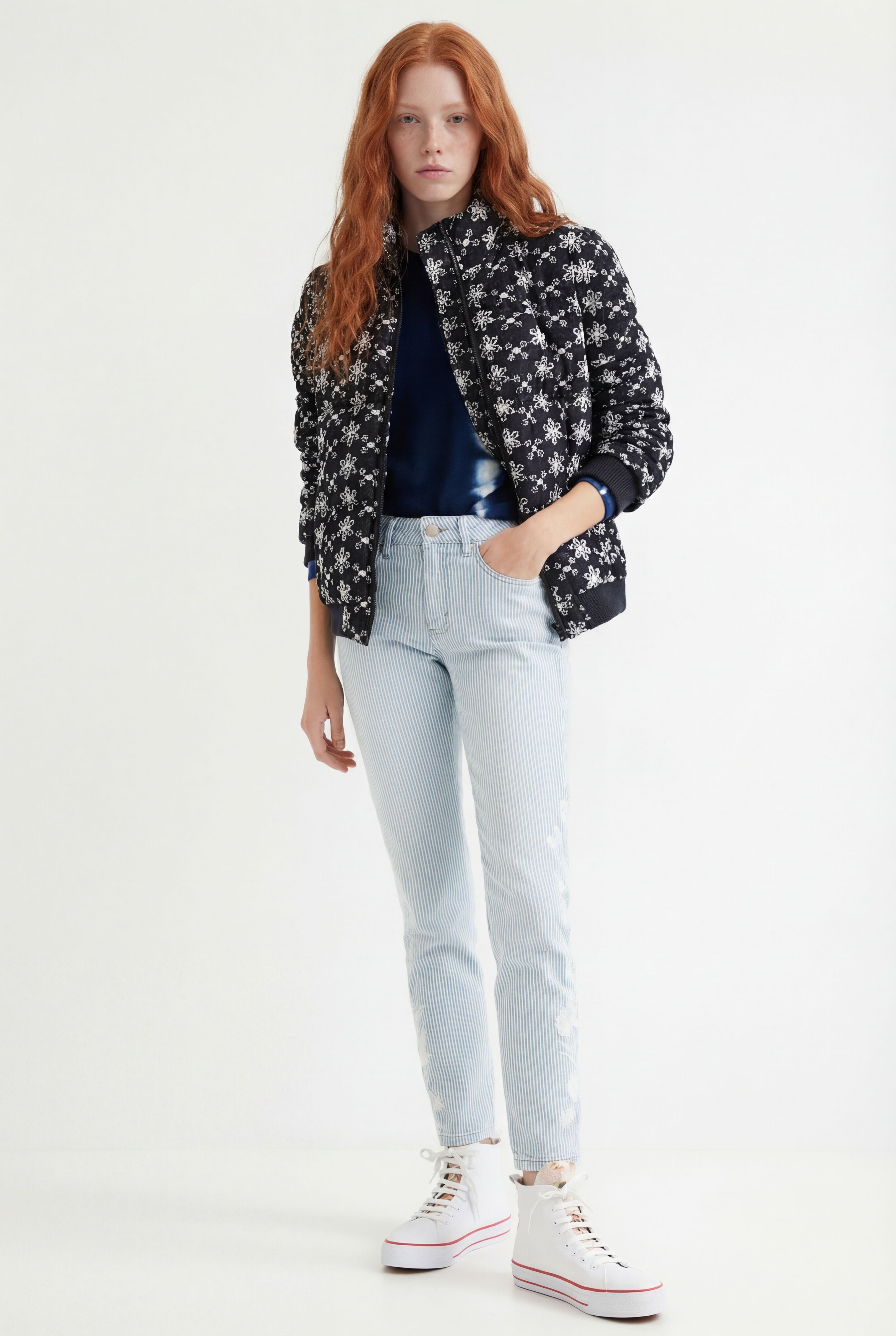 Vaquero Skinny de rayas - BLUE - 38