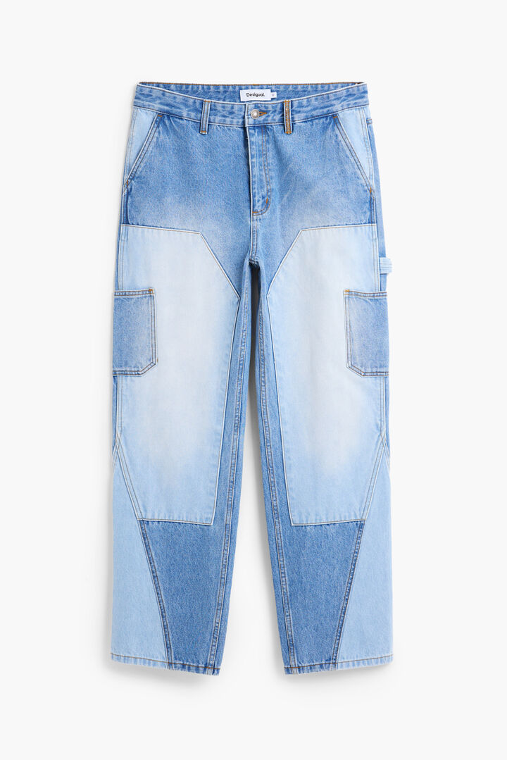 Patch denim trousers