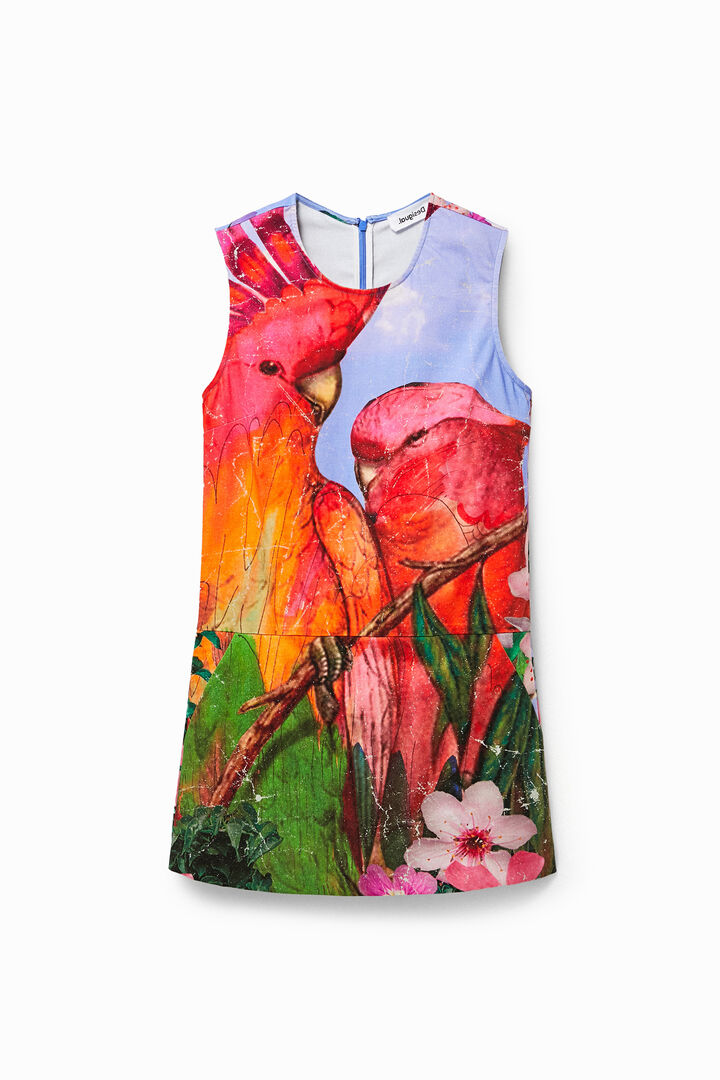 Tropical parrot pinafore