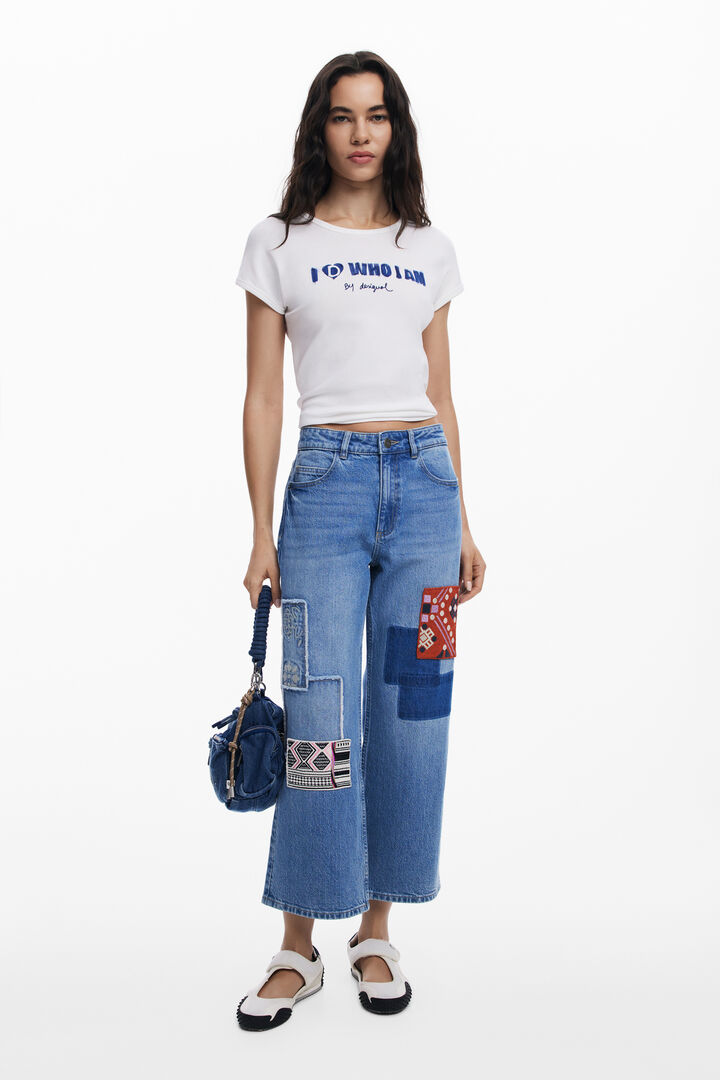 Rechte jeans met patches