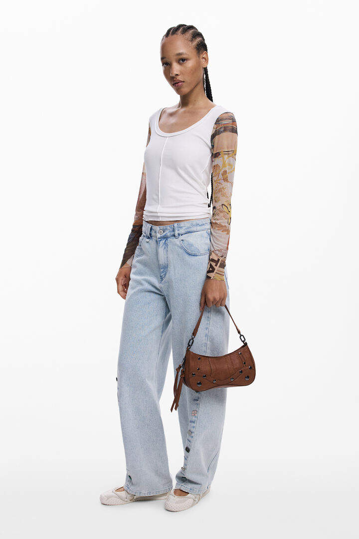 Bolso efecto piel bordados pequeño | Desigual