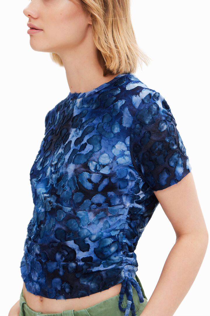 Slim animal print gathered T-shirt | Desigual